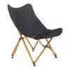 2pcs Folding Outdoor Camping Chair, Portable Stool for Fishing Picnic BBQ, Ultra Light Aluminum Frame with Wood Grain Accent, Black