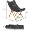 Folding Outdoor Camping Chair; Portable Stool for Fishing Picnic BBQ; Ultra Light Aluminum Frame with Wood Grain Accent; Black