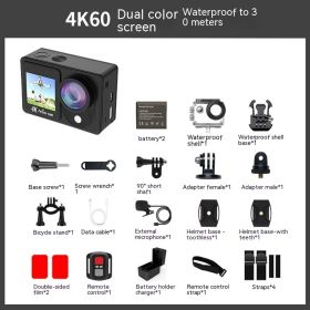 Waterproof 30 M True 4K Riding Camera Anti-shake Wide Angle HD Action Camera (Option: 4K60 HD Dual Color Screen)