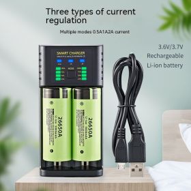 18650 Charger 4 Slot USB Lithium Ion 37V Battery Aani-mh 12V Battery High Current 2A Charging Case (Option: Double slot-26650style)