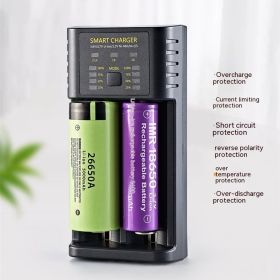 18650 Charger 4 Slot USB Lithium Ion 37V Battery Aani-mh 12V Battery High Current 2A Charging Case (Option: Double slot-18650and26650)