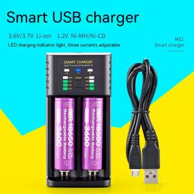 18650 Charger 4 Slot USB Lithium Ion 37V Battery Aani-mh 12V Battery High Current 2A Charging Case (Option: Double slot-18650style)