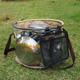 Outdoor Folding Bucket Camping Car Portable Bucket (Color: Khaki)