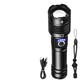 Aluminum Alloy Strong Light Power Display Telescopic Flashlight (Option: Flashlight X USB cable)