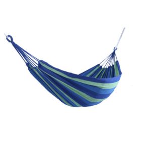 Outdoor Thickened Canvas Leisure Hammock (Option: Single widened blue stripe)